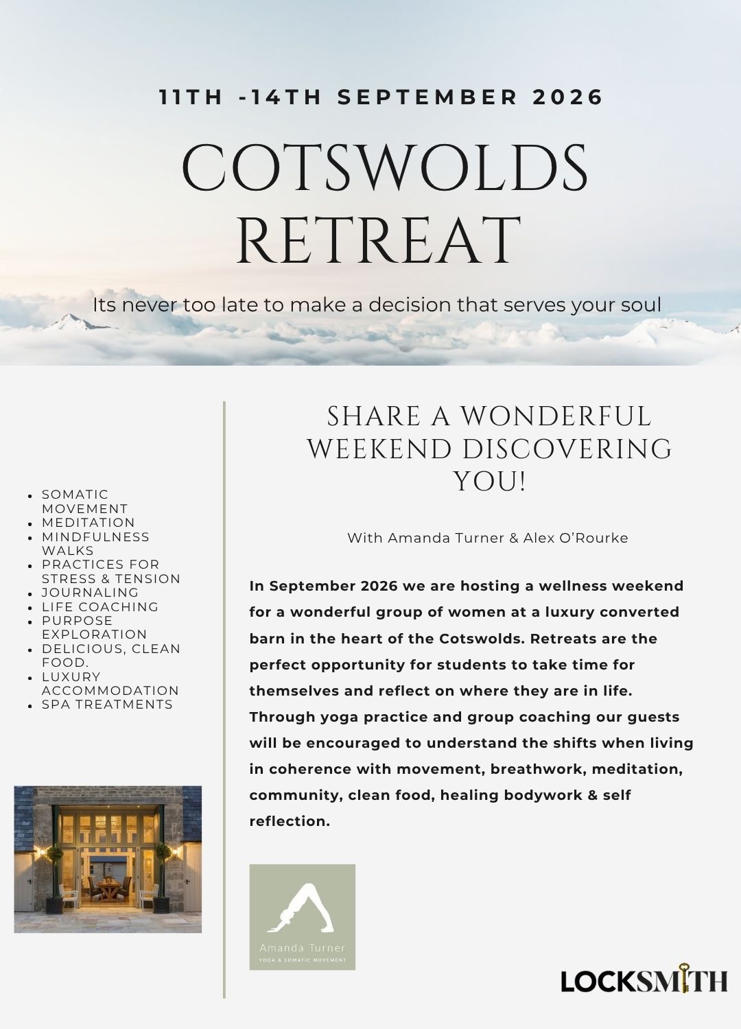 Cotswolds Retreat Flyer 2026 - Amanda Turner Yoga