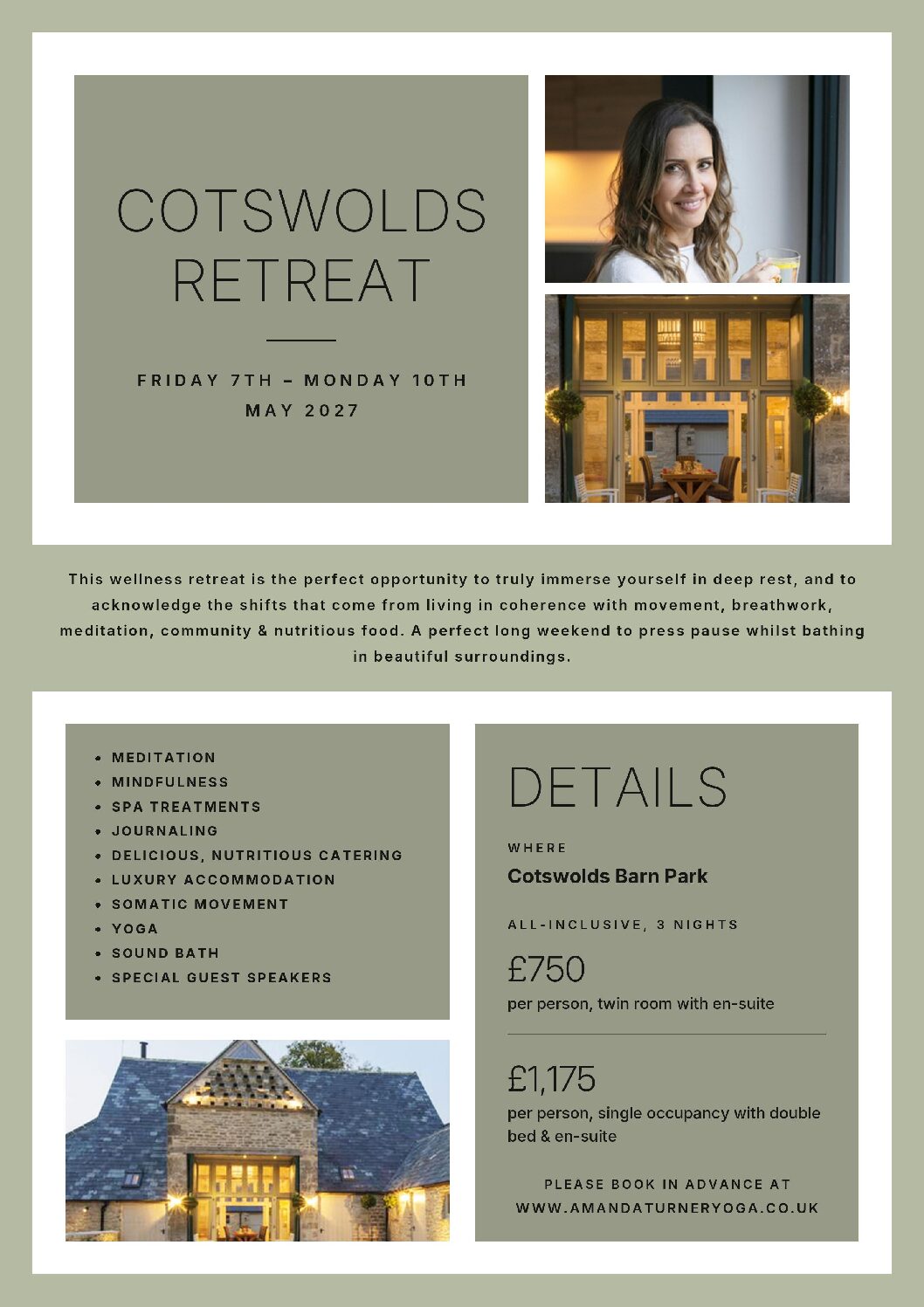 Cotswolds Retreat Flyer 2026 - Amanda Turner Yoga